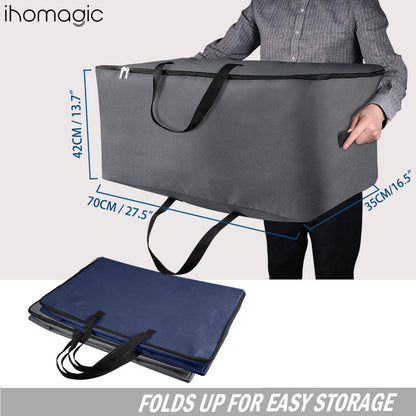 IHOMAGIC 2 Pieces Large Underbed Storage Bag with Handle, Foldable 600D Oxford Fabric Clothes Storage Bags Organizer Bag for Quilt, Blankets 100L