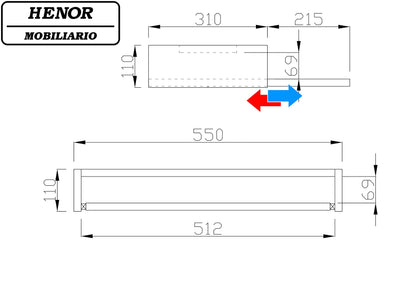 Henor Keyboard Holder Removable Tray Wood 55 x 31 x 11 cm Under Desk Under Table White