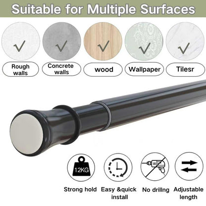 Telescopic Spring Tension Rod Extendable Curtain Rod No Drilling Extendable Window Tension Rod Adjustable Curtain Pole No Screws for