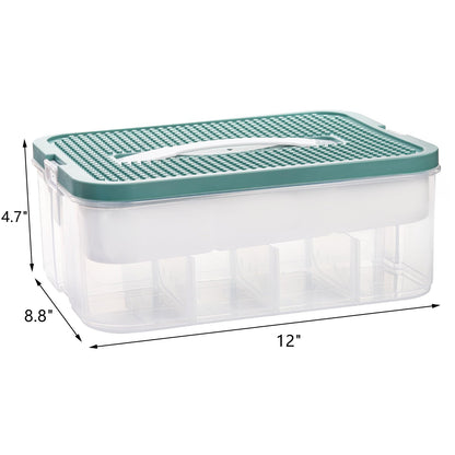 ZEAYEA Stackable Organizer Storage Case, Stackable Storage Container with 16 Compartments, Plastic Storage Box for Crafts, Beads, Beauty Supplies