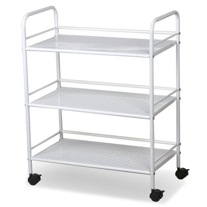 DRM 3 Tier Rolling Storage Trolley Utility Cart, Salon Beauty Trolley with Wheels, Spa System Storage Cart, White