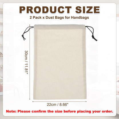 sourcing map 2 Pack Dust Bags for Handbags, 8.7x11.9" Cotton Drawstring Storage Pouch Bag Dust Cover Storage Bags for Purses Shoes Boots Daily Travel