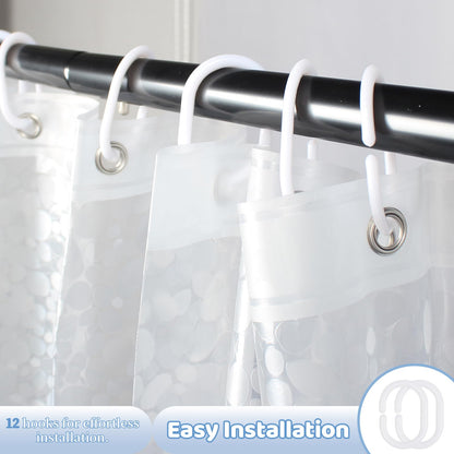 JRJRN Semi Transparent Shower Curtain 180 X 200 Cm, Peva Mould Proof Liner