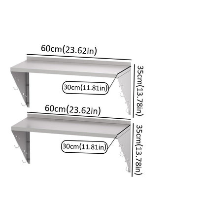 TAIMIKO Stainless Steel Wall Shelf 60x30cm, 2PCS