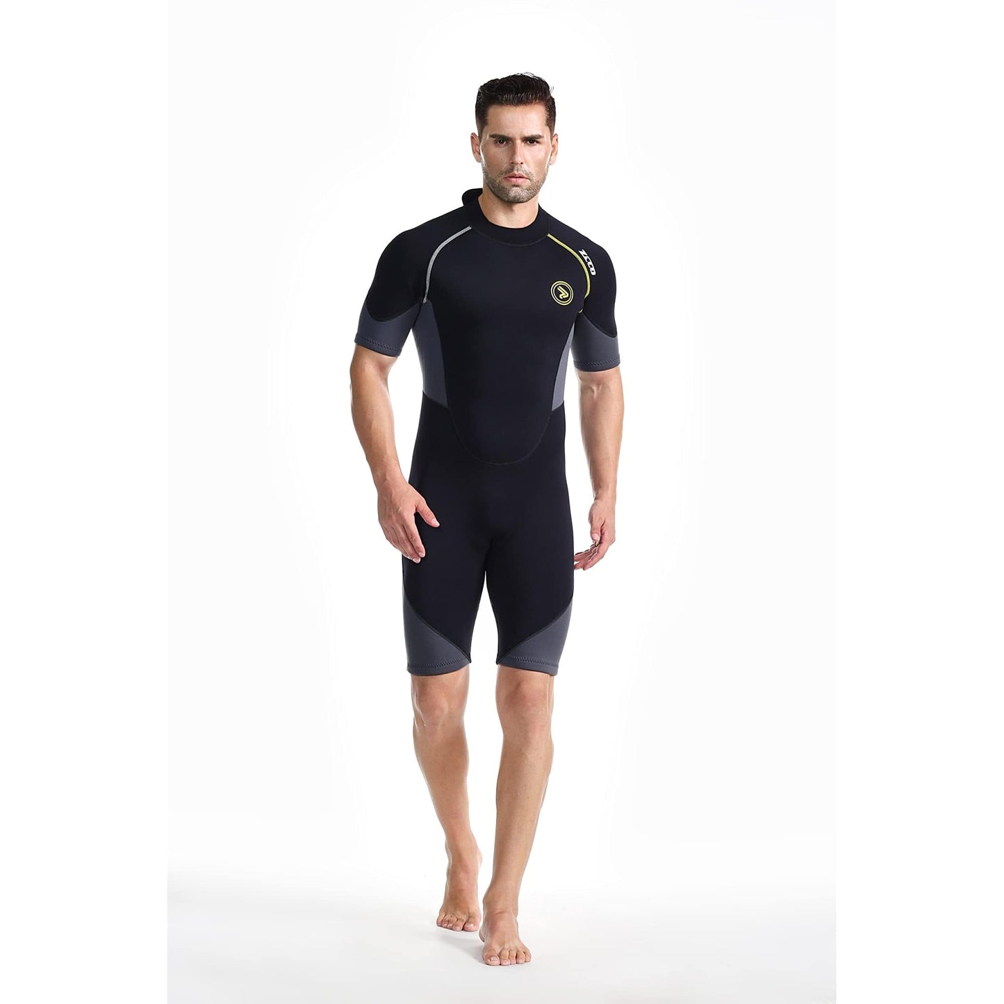 ZCCO Men's Shorty Wetsuits 1.5mm Premium Neoprene Back Zip Short Sleeve for Scuba Diving,Spearfishing,Snorkeling,Surfing(Small)