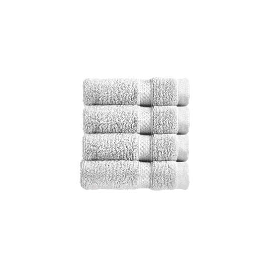 Christy Chroma Face Cloths Set | Pack of 4 | Soft Velvety Smooth Bathroom Flannels | Bold and Bright | Face and Body Wash Cloths | 100% Cotton | White