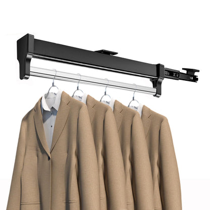 MAFAGE Extendable Clothes Rail for Pulling Out Hangers, Adjustable Wardrobe, Telescopic Rod, Clothes Rail (597 mm, Black)