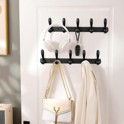 SARIHOSY Black 5-Hook Black Self Adhesive Hooks, Rustic Coat Hooks Hanger Hook Door Hooks Screw in
