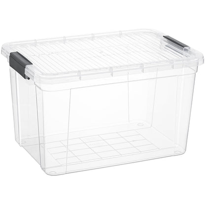 Superio Clear Storage Box with Lid, 26.5 Quart Plastic Container Bins for Organizing, Stackable Crates, BPA Free, Non Toxic, Odor Free