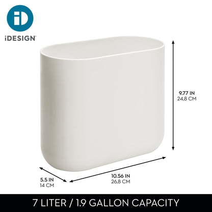 iDesign Recycled Plastic Slim Oval Waste Basket, The Cade Collection – 10.625” x 5.5” x 9.75”, Coconut