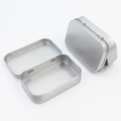 Goodma Rectangular Metal Empty Hinged Tins, 20 Pieces, 95x62x20mm, Silver