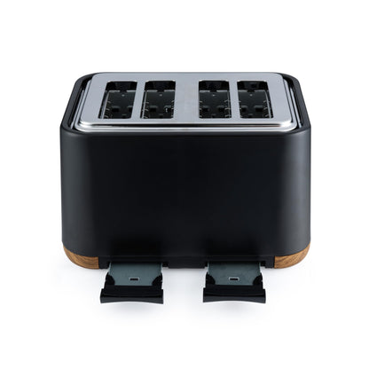 Salter EK5823BLK Toronto 4-Slice Toaster  Wide Slots, 6 Browning Levels, Removable Crumb Tray, Defrost, Reheat, Cancel, Self-Centring Function,