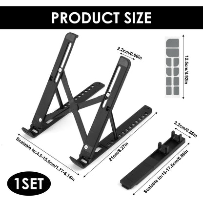 pawpoem Laptop Stand for Desk, Adjustable Laptop Riser, 12 Height Levels Portable, Foldable Notebook Stand