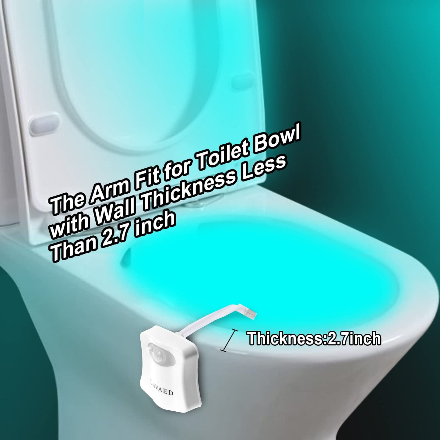 LAVAED Motion Sensor Toilet Night Light,8 Colors Changing Body Motion Sensor Toilet Bowl Seat Lamp for Bathroom (1 Pack)