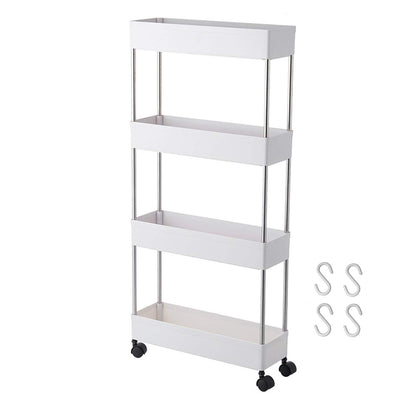 BigTron 4 Tier Storage Cart,Mobile Shelving Cart,Bathroom Slim Rolling Cart Utility Storage Organizer Shelf for or Bathroom,Kitchen,Laundry