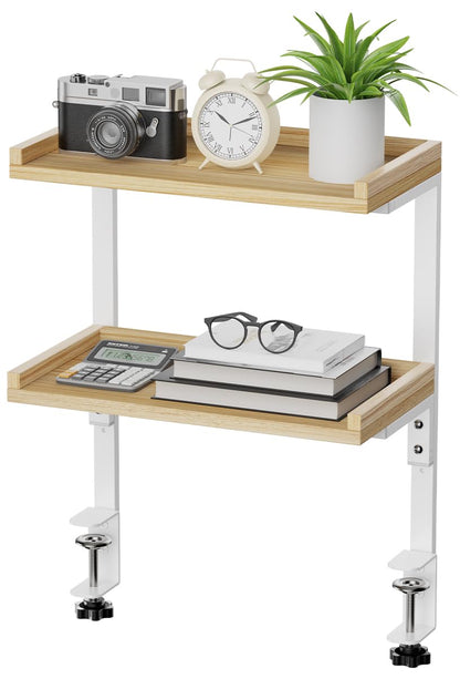 THYGIFTREE Clamp On Desk Shelf 2-Tier, Desk Extender Accessories for Office Gaming Accessories, Tabletop Book Storage Rack