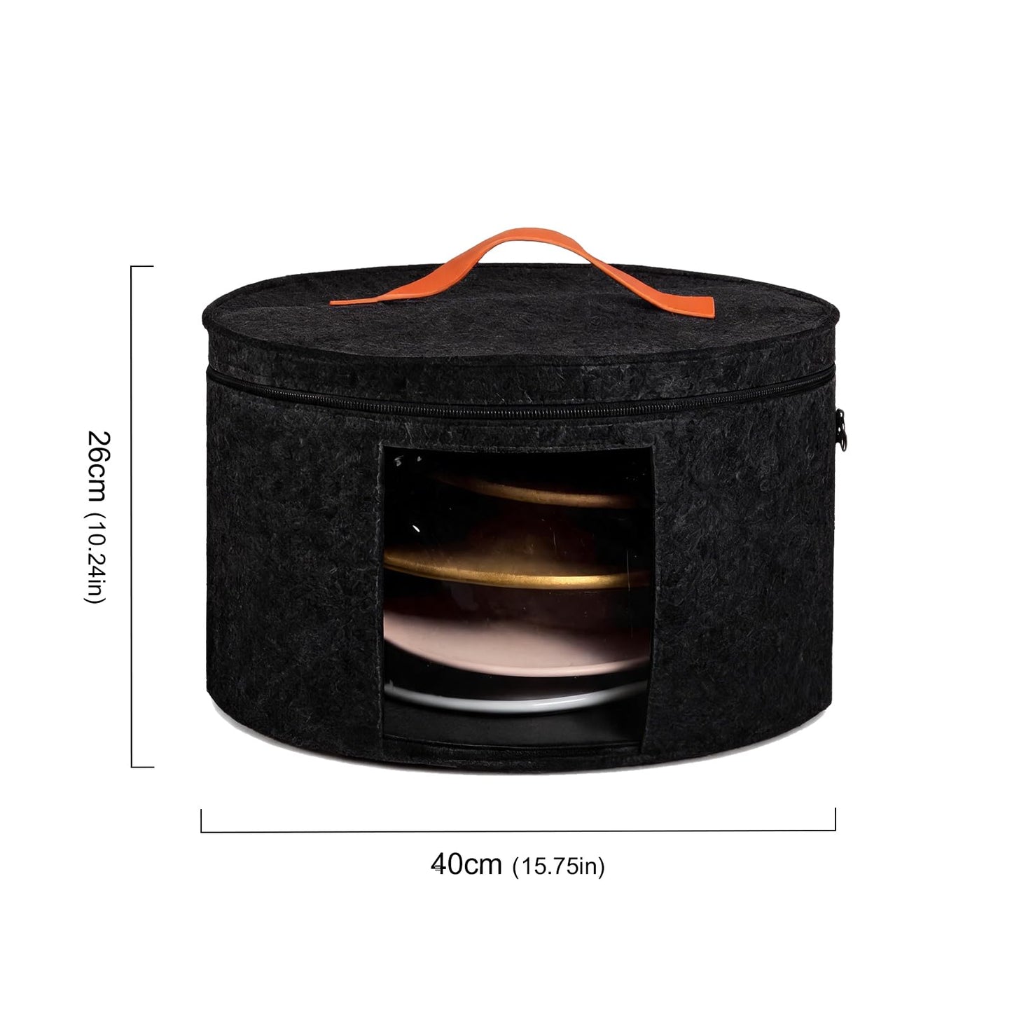 Hat Boxes Hat Storage Box Felt Round Hat Box Foldable with Carry Handle and Clear Window for Wardrobe Organization, Travel,Dustproof (black)