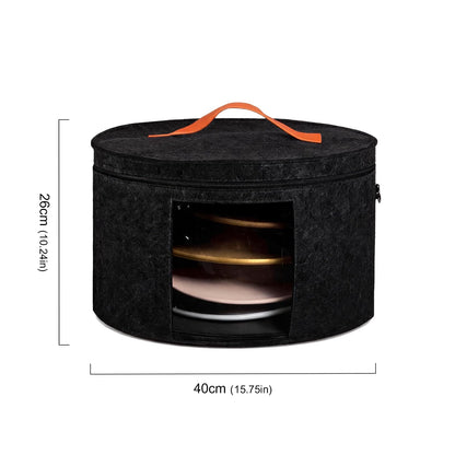 Hat Boxes Hat Storage Box Felt Round Hat Box Foldable with Carry Handle and Clear Window for Wardrobe Organization, Travel,Dustproof (black)