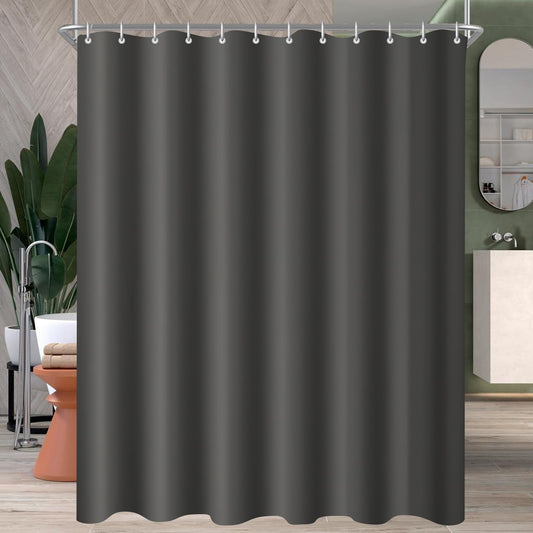 Lerores Shower Curtain, 200 x 180 cm, Dark Grey, Weighted Hem, Anti-Mould Textile, Water-Repellent, Washable Polyester Fabric Bath Curtains for