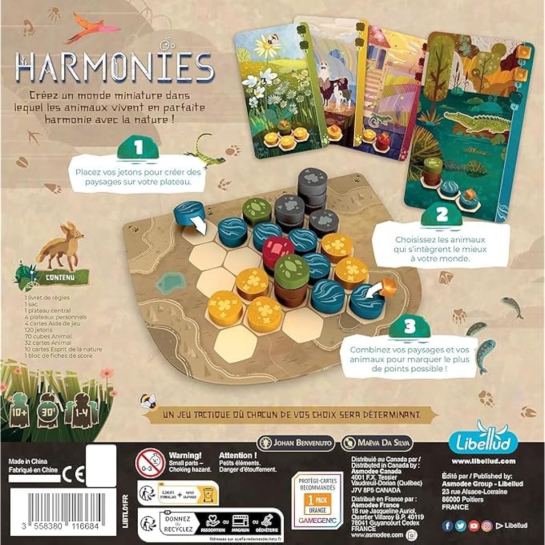 Libellud - Asmodee - Harmonies - Board Games - Family and Friends Games - Creation of Landscapes and Habitats for Animals - Strategy and Creativity - For Ages 10 and Above - French Version