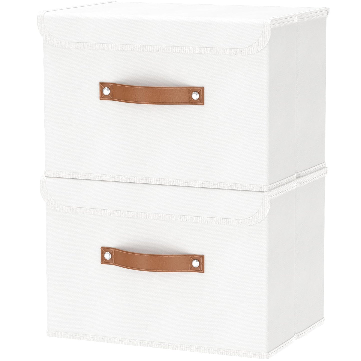 OUTBROS Storage Boxes with Lids 2 Pack, Organiser 45x30x30 cm, White