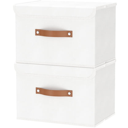OUTBROS Storage Boxes with Lids 2 Pack, Organiser 45x30x30 cm, White