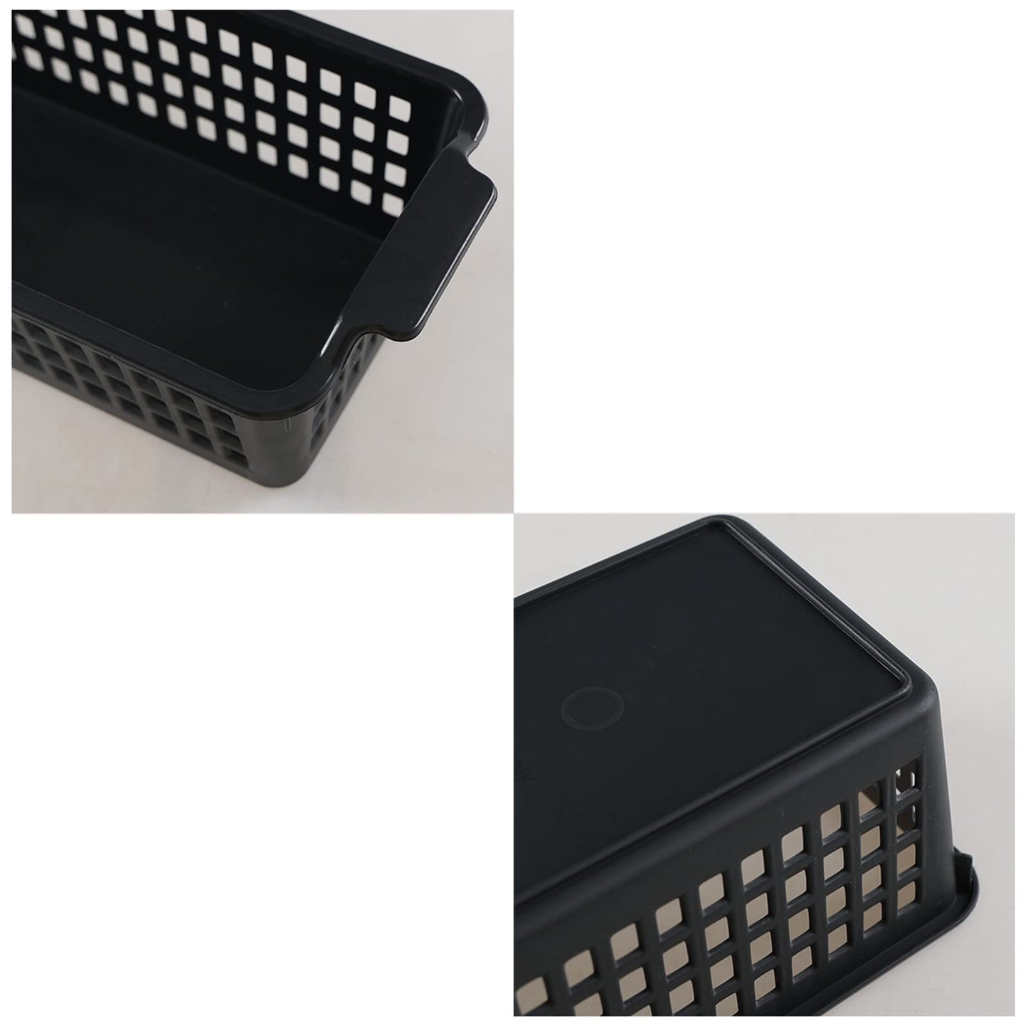 Parlynies Set of 4 Slim Desktop Basket, Plastic Storage Basket Set, Black