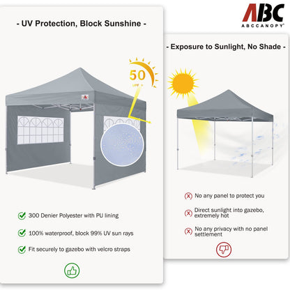 ABCCANOPY 2 Pack of 3M Gazebo Marquee Replacement Exchangeable Side Panel Wall Panels Walls,Grey