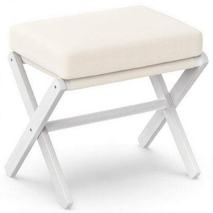 BAMBOOHOMIE Foldable Foot Stool Ottoman, Modern Foot Rest with Bamboo X Legs & Thick Foam Cushion