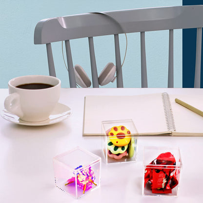 Lomgwumy Acrylic Box with Lid Small, Durable, Pack of 8, with Lid, Acrylic Square Container is Suitable for Storing Candy, Small Accessories