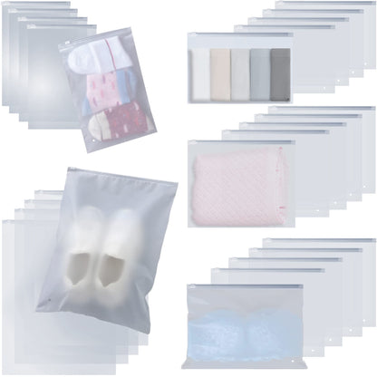 20pcs Travel Storage Set - Reusable Ziplock Bags, Clothes & Shoes Bags for Travel, Maternity & Hospital Use (5 Sizes)