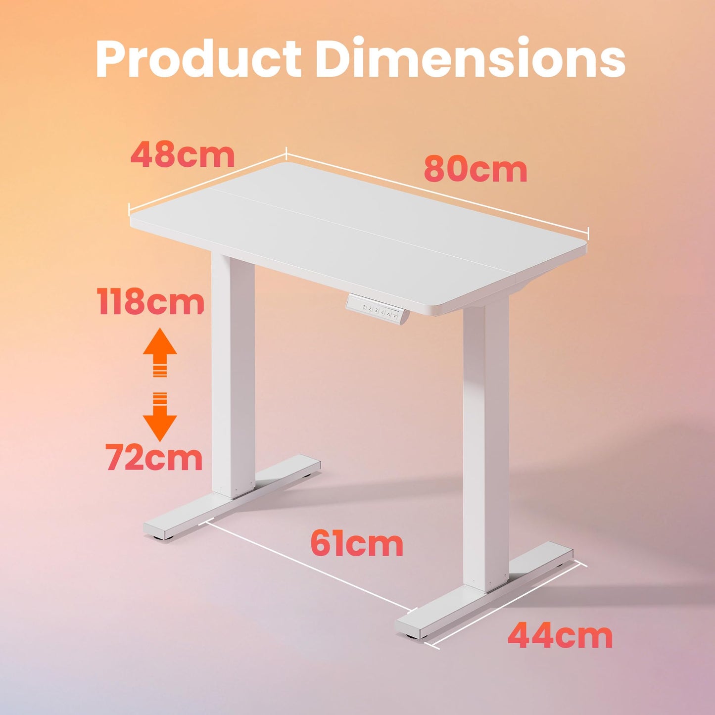 HUANUO Standing Desk 80x48cm mit 4 Memory height settings