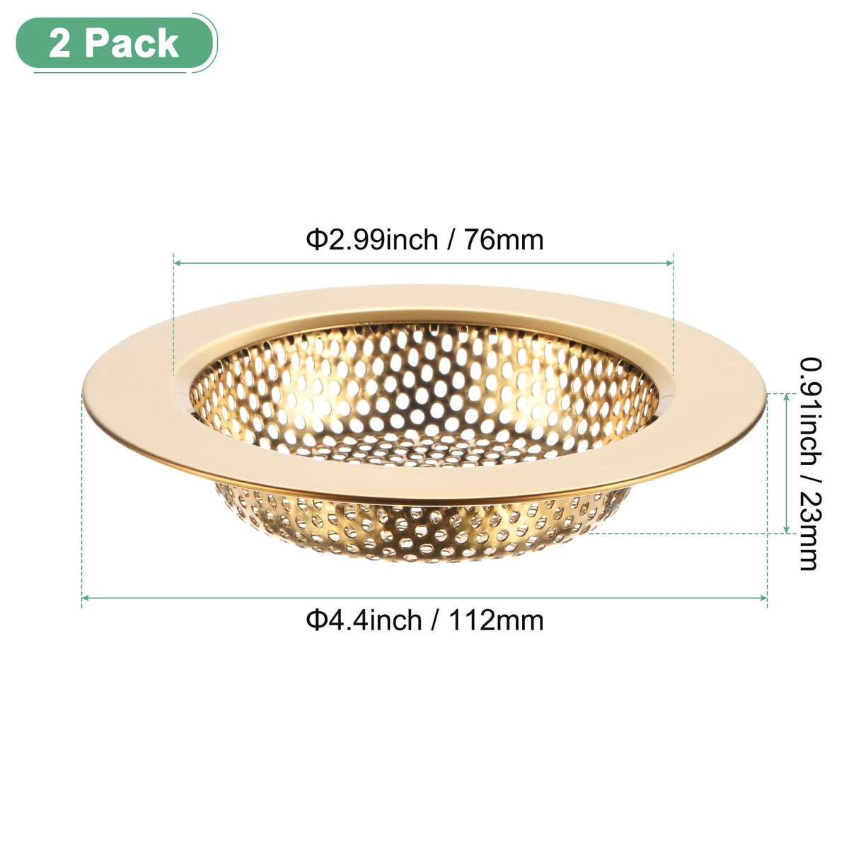 M METERXITY 2-Pack Sink Strainer, 4.4 Inch Stainless Steel Sink Drain Strainer, Basket Cover Mesh Hair Food Catcher