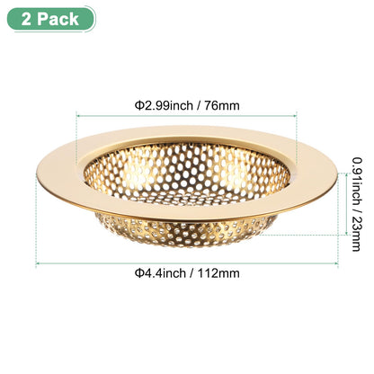 M METERXITY 2-Pack Sink Strainer, 4.4 Inch Stainless Steel Sink Drain Strainer, Basket Cover Mesh Hair Food Catcher