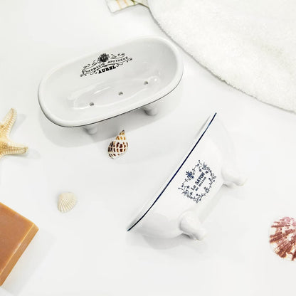 Ceramic Mini Bathtub Soap Dish Decortative Clawfoot Bathroom Soap Dish (Style 01)