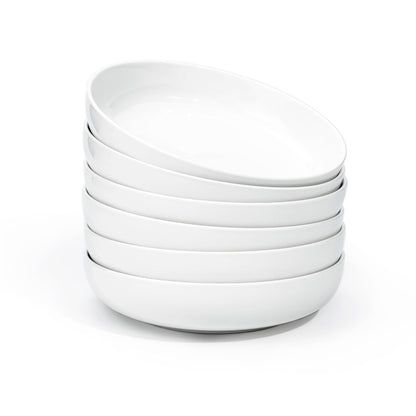 Jassceram 8.5 Inch Pasta Bowls Set of 6, 36 Oz Porcelain Salad Serving Bowls, Large Wide Pasta Plates for Kitchen, Round Dinnerware Dishes -