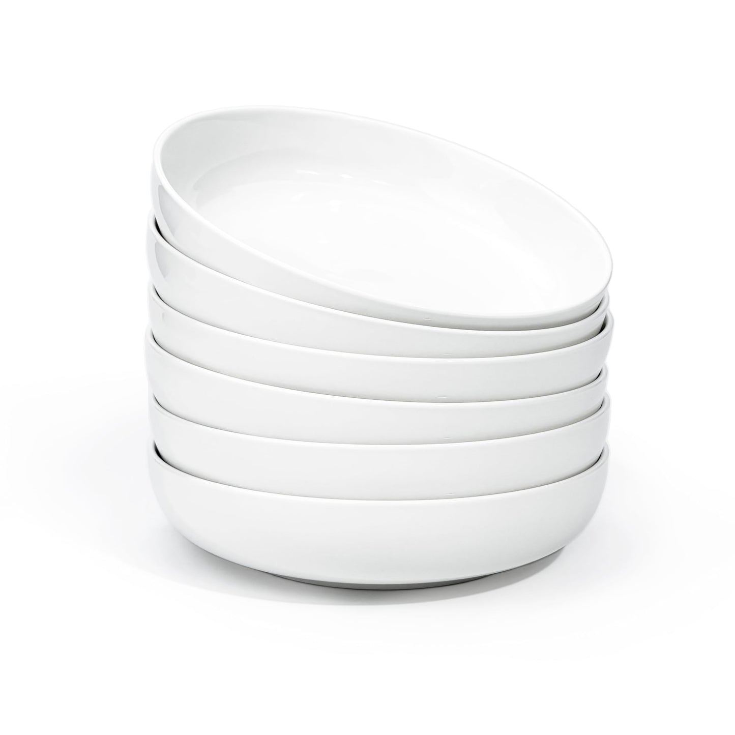 Jassceram 8.5 Inch Pasta Bowls Set of 6, 36 Oz Porcelain Salad Serving Bowls, Large Wide Pasta Plates for Kitchen, Round Dinnerware Dishes -