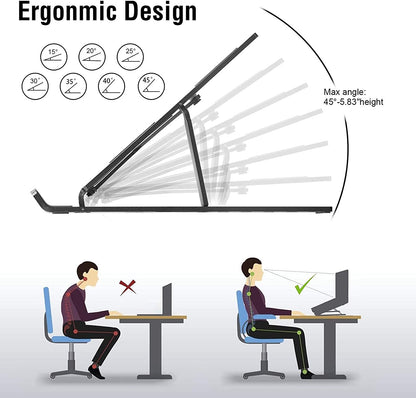 OUGEP Laptop Stand For Desk, 8 Levels Height Adjustable Aluminum Laptop Portable, Compatible with MacBook Air/Pro, HP, ASUS, Dell