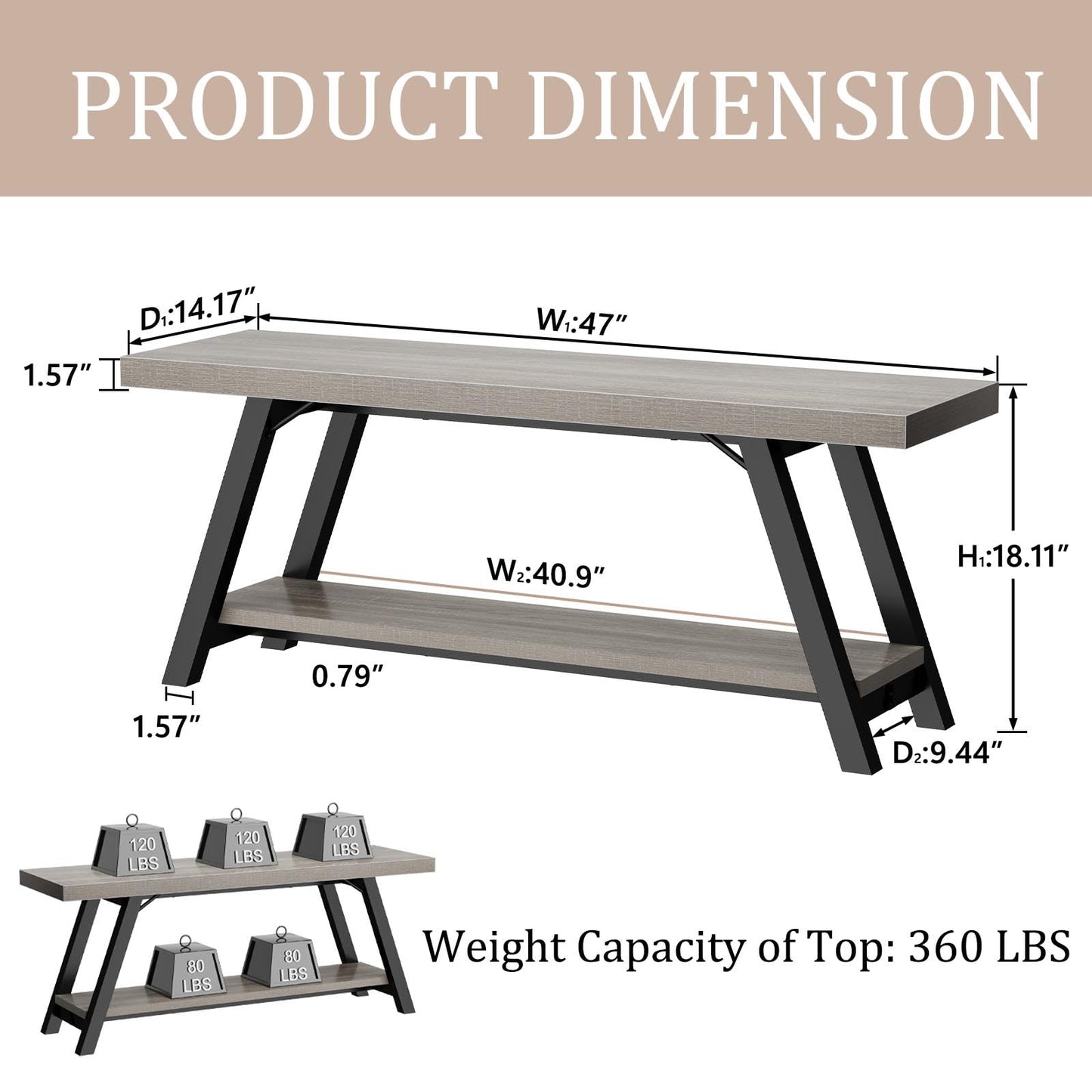 LVB Shoe Storage Bench Entryway Benches for Hallway 120cm Gray Oak