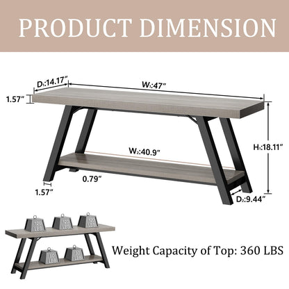 LVB Shoe Storage Bench Entryway Benches for Hallway 120cm Gray Oak