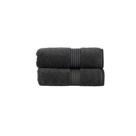Christy Supreme Hygro 2 Hand Towels Set | Graphite Dark Grey | 100% Luxury Supima Cotton | Ultra Soft | Super Absorbent | 650GSM | Plush and Long
