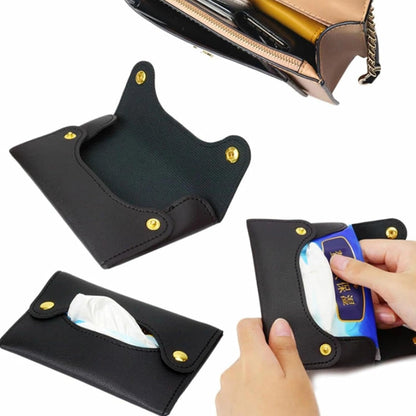 Black Pocket Tissue Holder - Tissue Holder | Travel Pouch for Tissue | Pocket Paper Towel | Tissue Bag Holder | Paper Towel Pu Leather Case