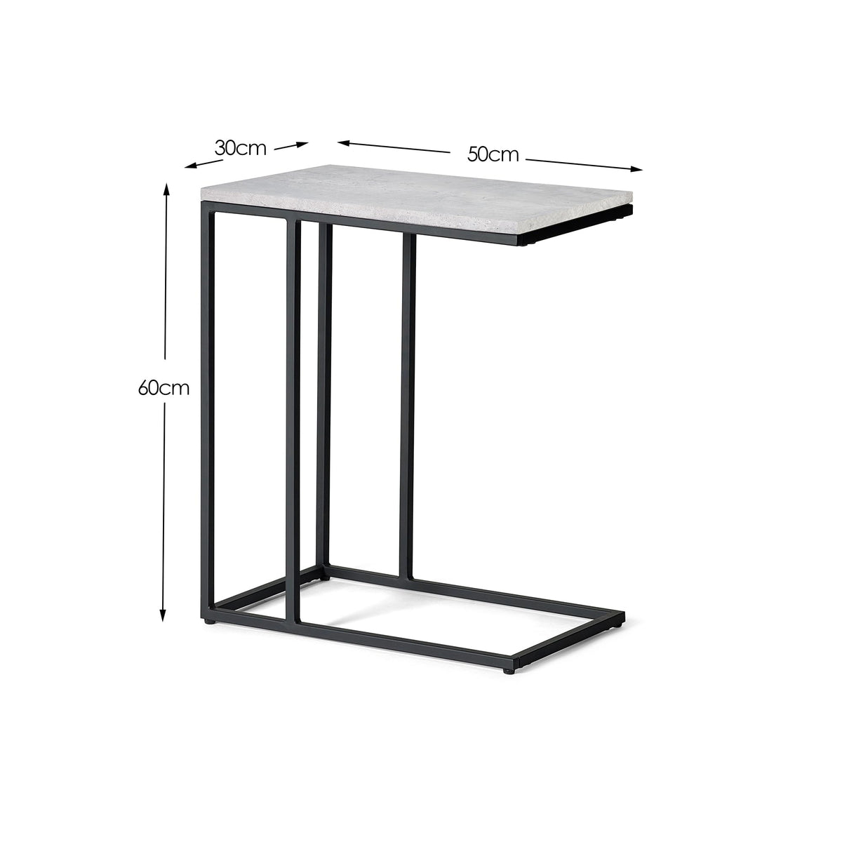 Julian Bowen Staten Drinks Table, Concrete Effect/Black