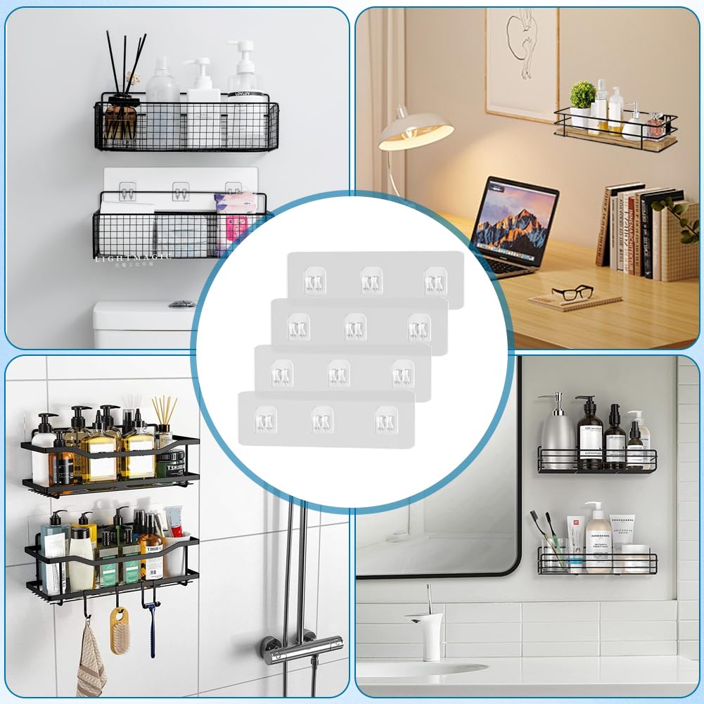4 Pcs Shower Caddy Adhesive Replacement, Strong Stickers Wall Hooks