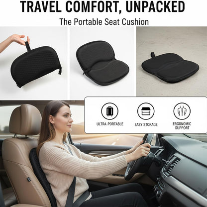 masteymoh Foldable Honeycomb Seat Cushion, Small Portable Gel Seat Cushion for Travel, Butt Pillow for Back Pain Relief, Sciatica (Black)