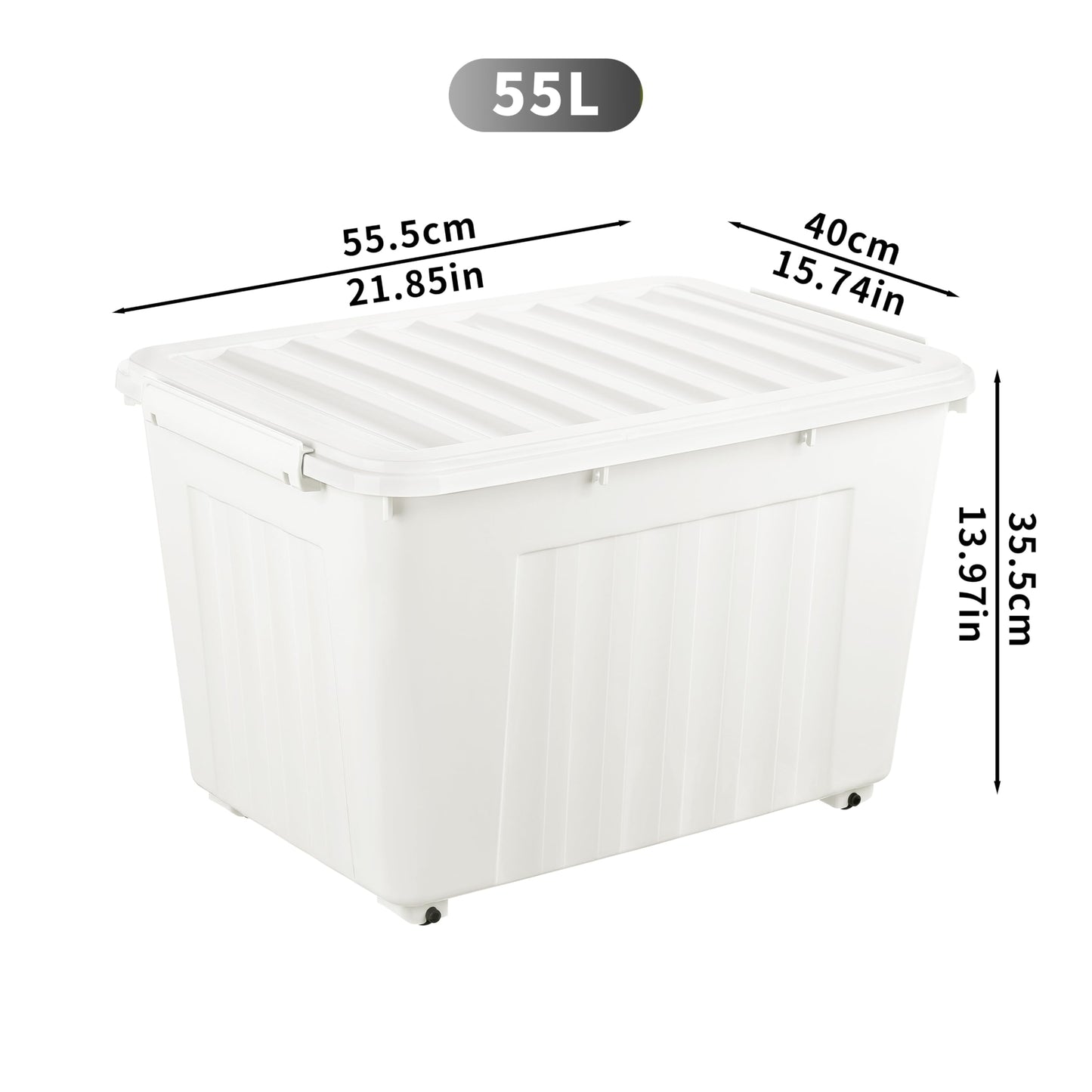 Cetomo 55L*6 Storage Boxes with Lids, Plastic Storage Box with Wheels and Secure Side Latches, Stackable & Nestable Organizer for Home, Office
