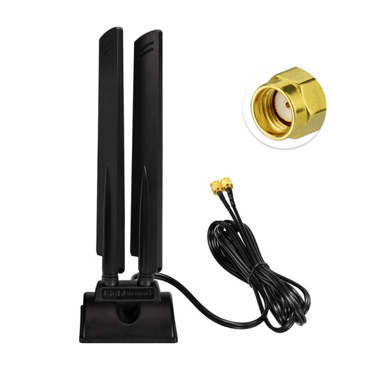 Eightwood WiFi 6E Antenna Tri-Band 2.4GHz 5GHz 6GHz RP-SMA WiFi Antennae Magnetic Base for Desktop PC Computer PCI-E Wlan 6E Bluetooth Card USB