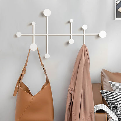XLSBZ Coat Rack Shelf Wall Mounted,Modern Metal Coat Rack with 10 Hooks,Coat Hanger Wall Hooks for Clothe, Shats, Scarves (White)