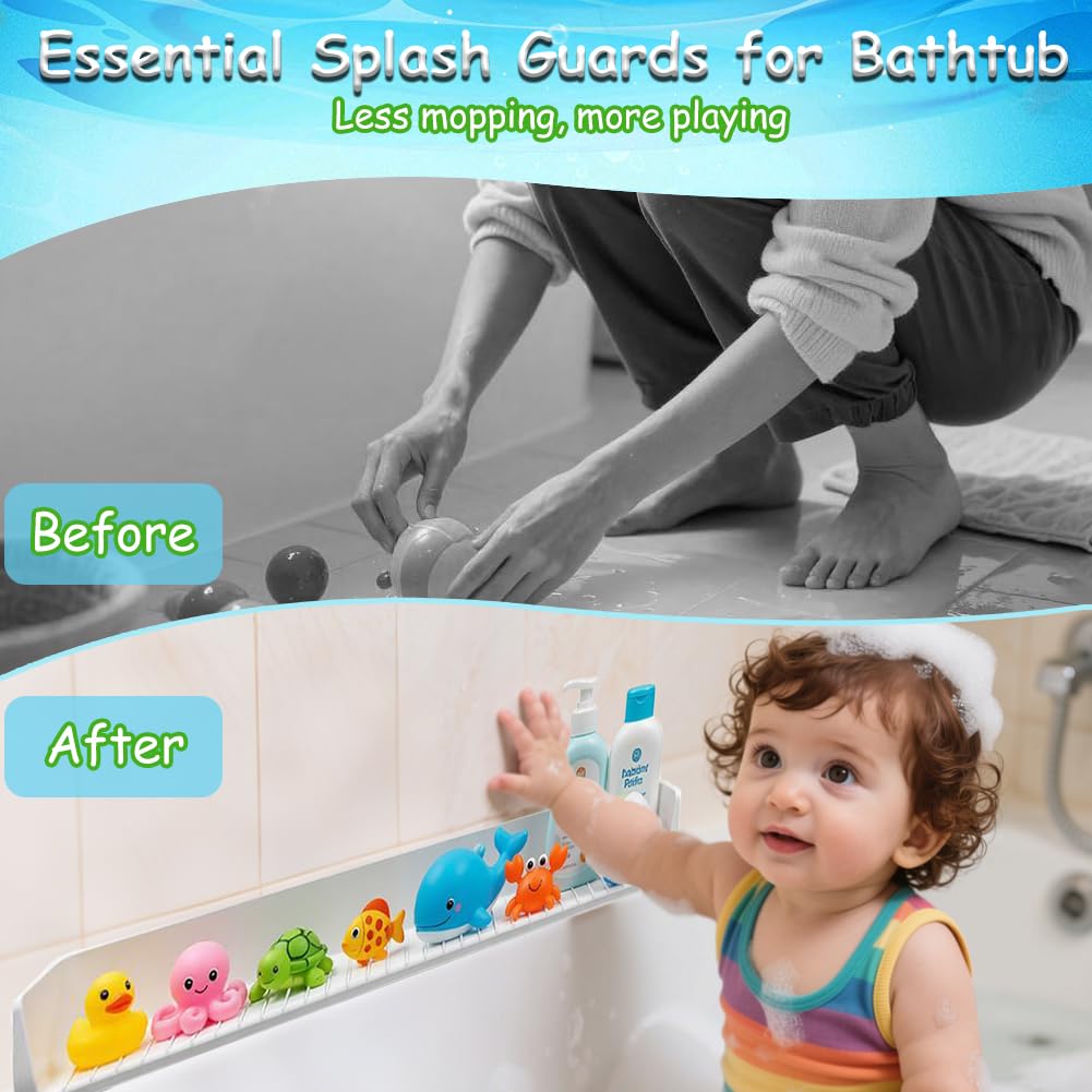 Sycle circle 2.6ft Silicone Bathtub Splash Guard with Toys Storage Bag