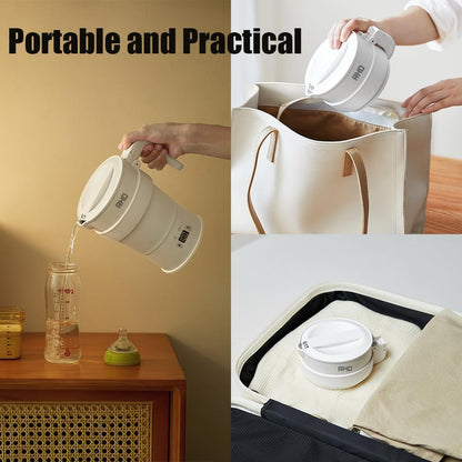RHD 0.7L Foldable Electric Kettle, Portable Camping Kettle with with Real-time Temp Display,Collapsible Travel Kettle,Silicone Boiling Kettle
